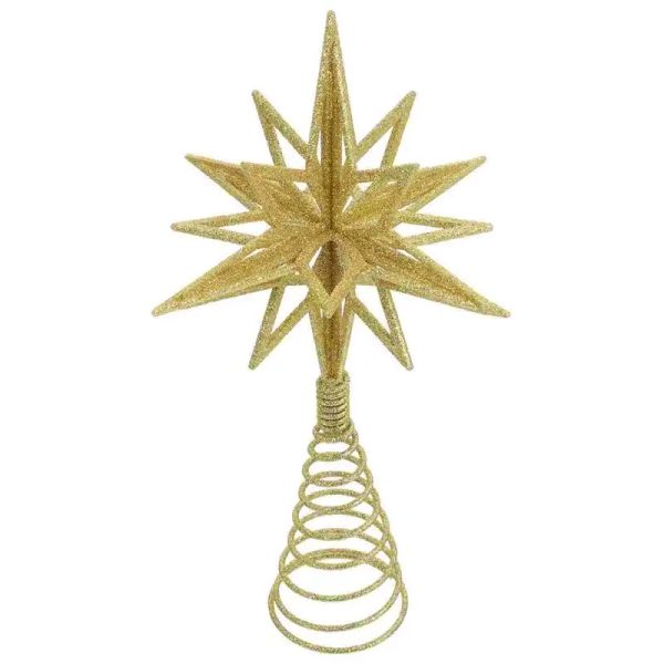 Gold Silber Glitter Weihnachtsbaum Spitze Eisen Weihnachtsdekorationen für Zuhause Weihnachtsbaum Ornamente Navidad Neujahr 2021