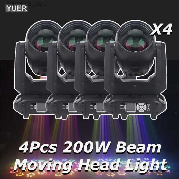 Moving Head Lights 4 Pçs / lote YUER 200W LED Moving Head Light Beam Spot 18 Prismas Rotativos Dj Dmx Stage Light Effect Light Disco Dj Bar Wedding Club Q231107