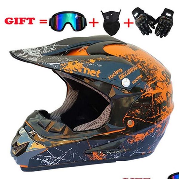 Caschi moto Confortevole Casco Off Road Motocross Casco antigraffio Capacetes Open Face Offroad Atv Cross Racing Bike Casque Dhs0Q