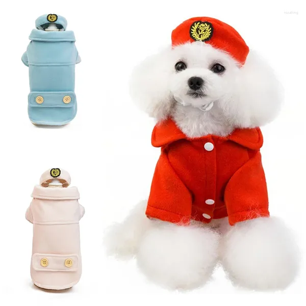 Hundebekleidung Winter Warme Manteljacke Stewardess Leere Haustierkleidung für kleine mittelgroße Chihuahua Pudel Teddy Rollenspielkleidung