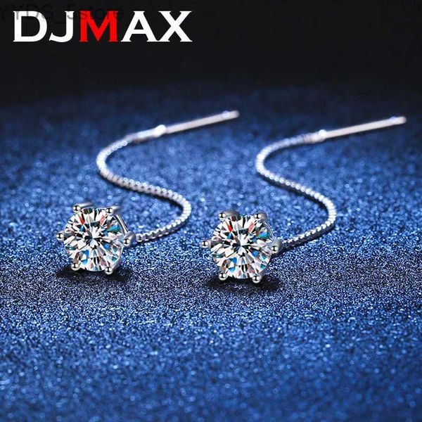 Saplama DJMax S925 STERLING Gümüş Kaplama PT950 0.5/1CT MOISSANITE EAR TEL KULLANIM Klasik Altı-Cl D Renk VVS1 STUD İnce Mücevher YQ231107