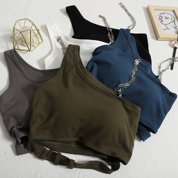 Camisoles Tanks Сексуальные и уникальные солодовые топы цепные жилеты Tops Женские жилеты без рукавов и основные сплошные жилеты 230407