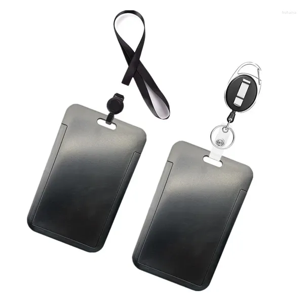 Porte-cartes lanière rétractable Badge bobine pince pour le personnel ID titulaire sangle de cou Push-pull Type manchon Bandge Wok housse