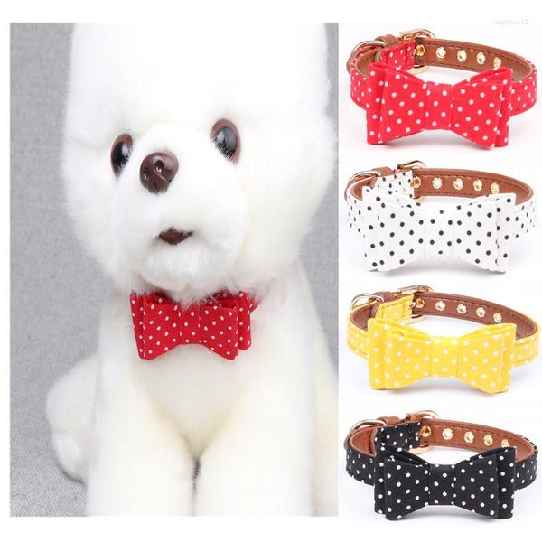 Colarinho de cachorro moda fofa pontilhão bowknot gato colar de gato para teddy pug schnauzer pequenos acessórios
