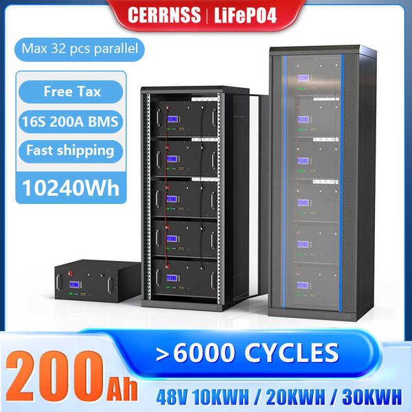 48V 200AH Biesepo4 Аккумулятор 10 кВт лития батарея 6000 циклов MAX 32 Параллельный RS485 CAN для солнечной батареи/на сетке.