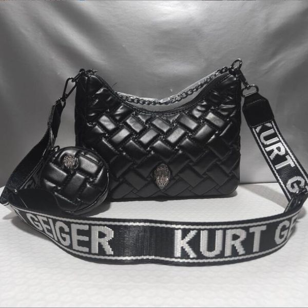 Kurt Geiger Kavisli Ay Omuz Çantası Londra Lüks Tasarımcı Lingge Crossbody Bag Kadın Geniş Omuz Kayışı Metal İşaret Pochette debriyaj Çapraz Kombin