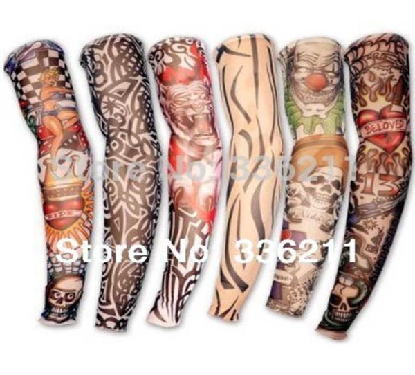 5 PCS Mixed 100Nylon Elastische Gefälschte Temporäre Tattoo Ärmel Designs Körper Arm Strümpfe Tatoo Für Coole Männer Frauen 6099104