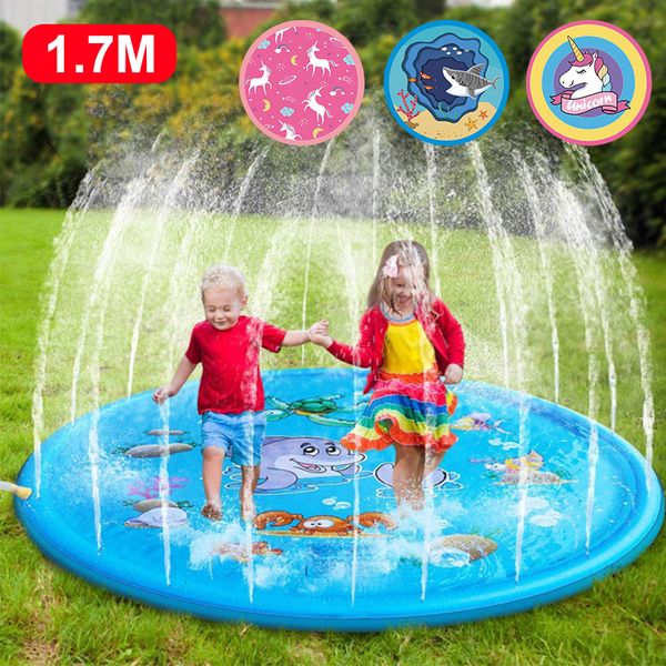 Sandspiel Wasserspaß 100 170 CM Kindermatte Sommer Strand Aufblasbares Spritzkissen Spiel im Freien Spielzeug Rasen Schwimmbad Kinderspielzeug 230407