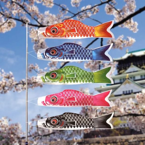 Koinobori Koi nobori sazan rüzgarları flamalar renkli balık bayrağı dekorasyonu med balık uçağı bayrak asılı duvar dekor 40 cm 55cm 70cm 100cm 150cm bb0407