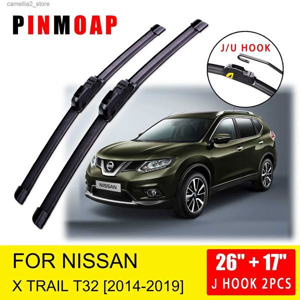 Limpadores de pára-brisa para Nissan X-Trail T32 2014 2015 2016 2017 2018 2019 Lâminas de limpador dianteiras Cortador de escovas U J Hook Q231107