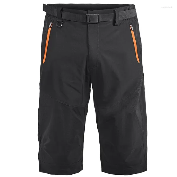 Pantaloni da uomo al polpaccio estivi da campeggio corti elastici casual ad asciugatura rapida capris in tinta unita pantaloni da trekking all'aperto