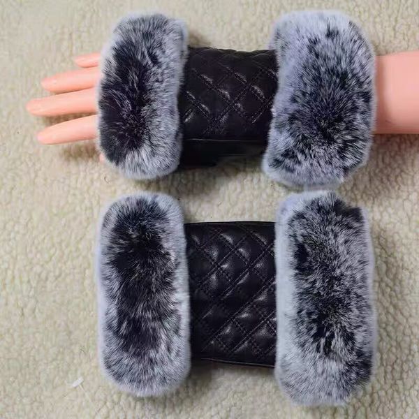 Модные женские классические перчатки из 100% овчины. Дизайнерские кожаные перчатки с сенсорным экраном. Мягкие теплые перчатки без пальцев на Рождество, День матери, праздничные подарки черного цвета.