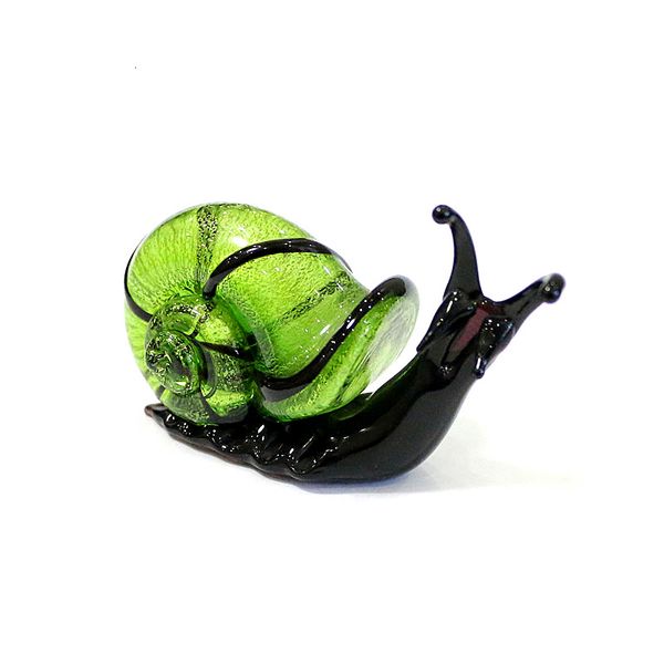 Objetos decorativos Figuras da folha de prata Murano Glass Snail Mini Padrão Cute Animal Series Home Garden Decoração de Arte Decoração do Ano Infantil 230407