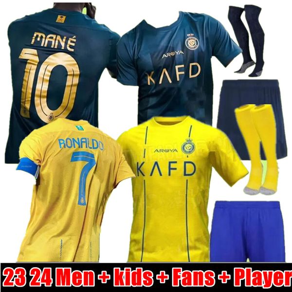 2023 Al Nassr FC camisas de futebol Ronaldo Home amarelo fora 23/24 novo CR7 Gonzalo Martinez Talisca Ghislain Konan Vincent Aboubakar homens crianças camisa de futebol Al-Nassr FC