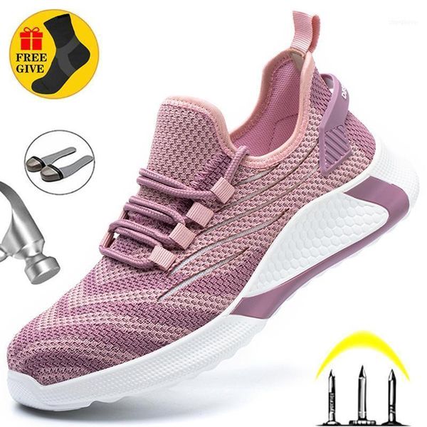 Stivali Scarpe antinfortunistiche moda Donna Scarpe da ginnastica da lavoro Punta in acciaio Anti-perforazione Comfort Caviglia femminile