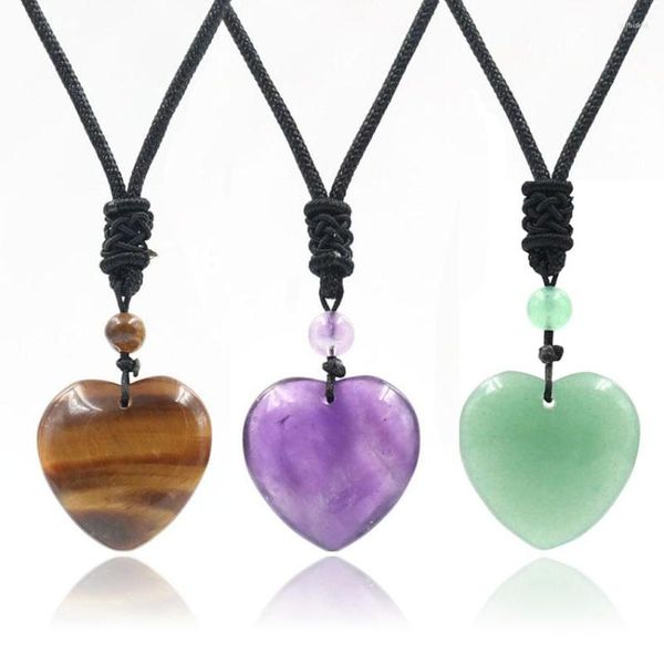 Anhänger Halsketten XSM Natürliche Heilkristalle Herz Liebe Handgemachte Reiki Quarz Edelsteine Schmuck Für Frauen Mädchen Geschenke