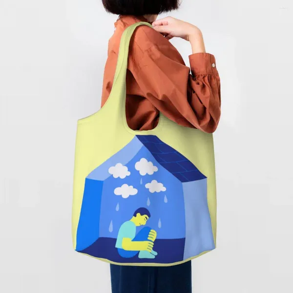 Alışveriş çantaları depresyon bakkaliye çanta kadınlar sokak mmal sanat eldridge tuval omuz alışveriş büyük kapasite el çantaları