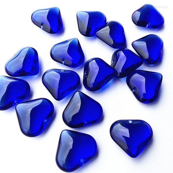 Chandelier Crystal 200pcs 22 22mm Blue Glass Heart Shapes Smootos para pingentes