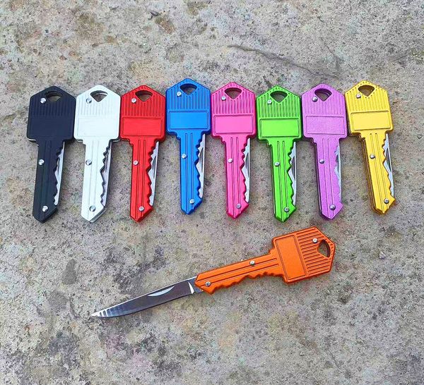 Taşınabilir Paslanmaz Çelik Anahtar Bıçak Anahtarlık Anahtarlı Katlanır Pocket Bıçağı Kendinden Savunma Mini Kamp Anahtar Yüzük Toptan Fabrika Fiyatı