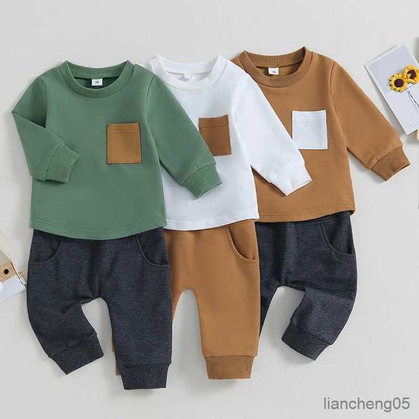 Set di abbigliamento Inverno Autunno Nuovi ragazzi Set di abbigliamento per ragazze Manica lunga Girocollo Top e pantaloni 2 pezzi Casual Abiti per bambini Abiti R231107