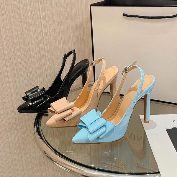 Scarpe eleganti Sandali con punta vuota da donna estivi Tacchi alti alla moda e dolci Stiletto Bocca poco profonda Arco a punta