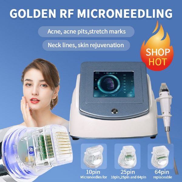 Tragbare Beauty Microneedle Roller 2023 Fractional Facial Skin Care Beauty Equipment Gold RF Microneedling Maschine für Dehnungsstreifen Faltenentfernung