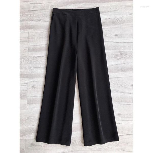 Pantaloni da donna 40 mm in crepe di seta pesante! Leggermente sabbiato lavato e ritorto morbido! Gamba larga in seta stile alto e sottile per le donne