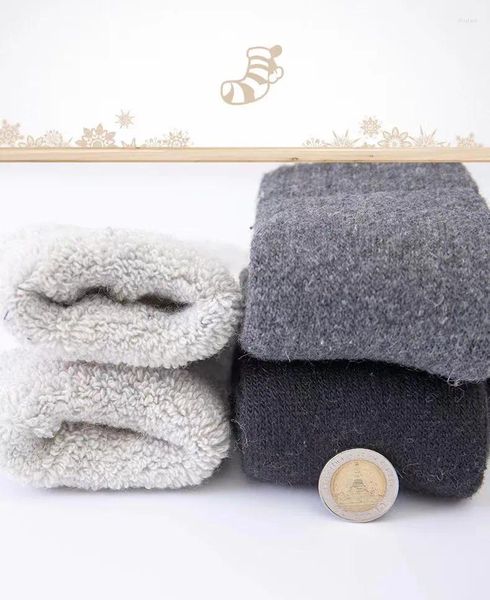 Meias masculinas 3 pares / lote homens mulheres super grossas sólidas meias merino lã contra neve fria rússia inverno quente engraçado feliz