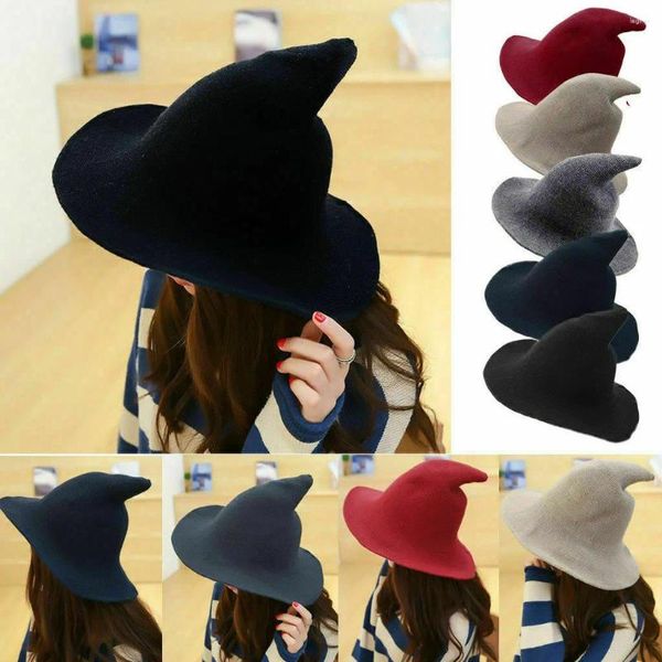 Articoli per feste Cappello da strega vintage di Halloween in lana a punta lunga per le donne Decorazione magica per cosplay