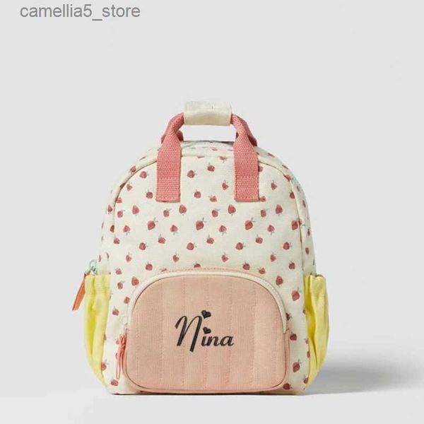 Zaini Ricamo Nome Strawbreey Zaino per scuola per ragazze Zaino per laptop Bookbag Borsa per pranzo isolata Borsa per ragazzi Ragazzi Bambini Q231108