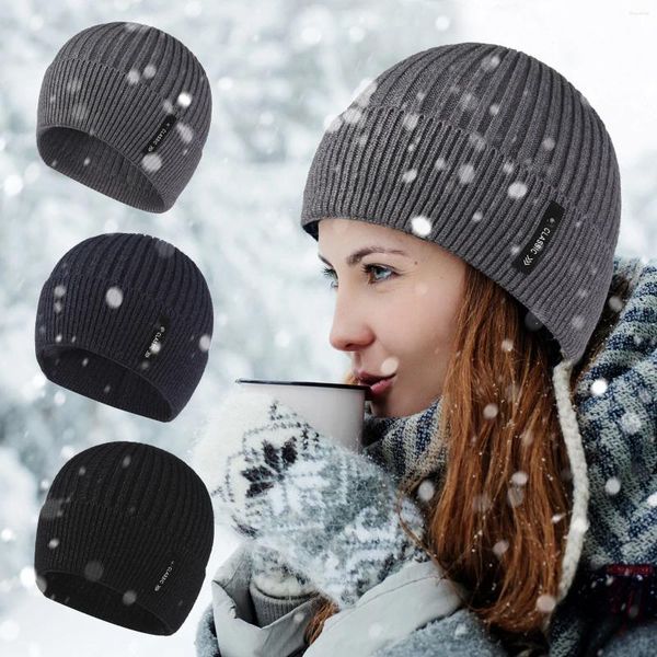 Berets unissex carta quente chapéus de inverno elegante adicionar pele forrada macia gorro grosso de malha para homens mulheres drop caps