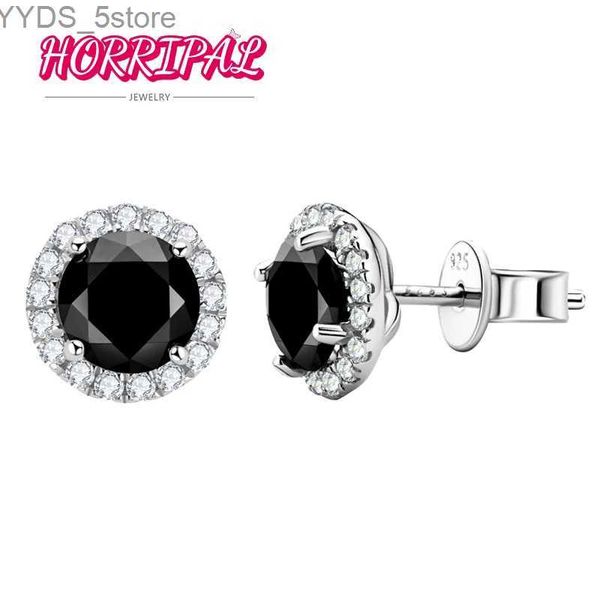 Ohrstecker HORRIPAL 6 mm schwarze Moissanit-Ohrringe S925 Silber 18 Karat Weißgold plattiert High-End-zertifizierte Hip-Hop-Ohrstecker Geschenke für Frau YQ231107