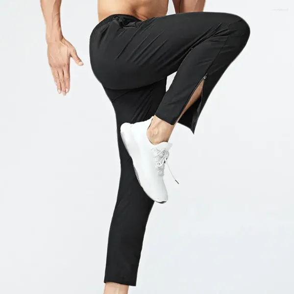 Herrenhose Einfarbige Hose Eisseide Atmungsaktiver Sport Schnelltrocknender Stoff mit elastischem Bund zum Joggen