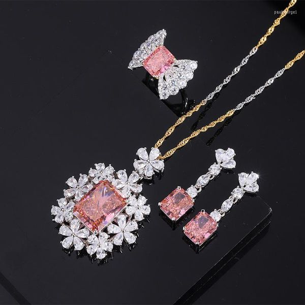 Creolen echte echte Juwelen 2023 S925 Ganzkörper-Silber mit hohem Kohlenstoffgehalt Diamant Rapacha-Blume Kreativ-Set Hauptstein 12 1
