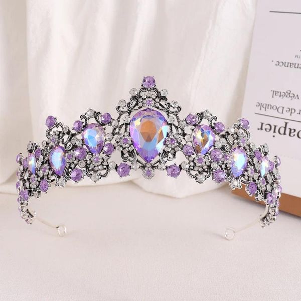 Haarspangen KMVEXO Hochzeit Tiara Lila Kristall Braut Krone Diadem Schleier Tiaras Zubehör Kopfschmuck Kopfschmuck