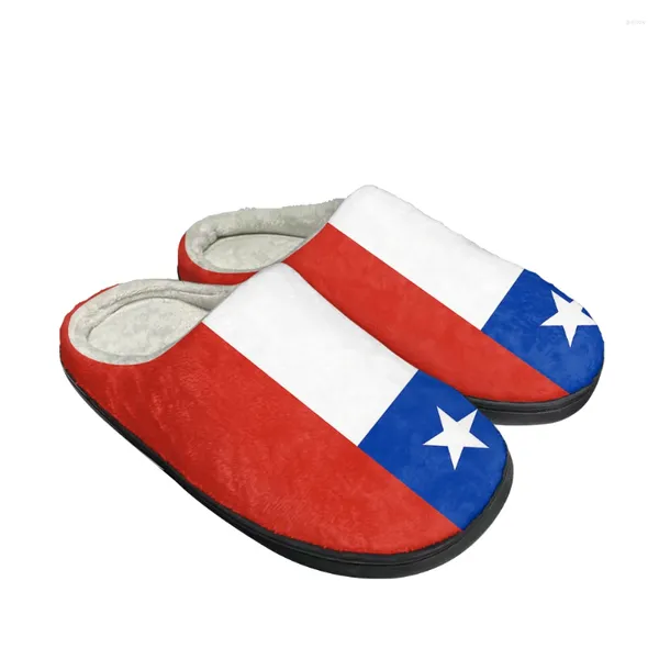 Hausschuhe, chilenische Flagge, Chile, patriotischer Stolz, individuelle Herren- und Damen-Sandalen, Plüsch, lässig, warm haltende Schuhe, thermischer, bequemer Slipper