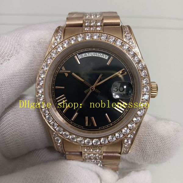 Braça de diamante de diamante de 3 estilo relógios de foto real 904l Men 40mm Data romana preta 228235 Gold rosa Everose Green Automatic Dress Wristwatches Watch Mechanical Watch