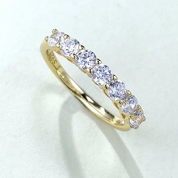 14K Gold Eternity Moissanite Diamond Ring Real 925 Sterling Silver Party Wedding Band Ringen voor Vrouwen Mannen Engagement Sieraden