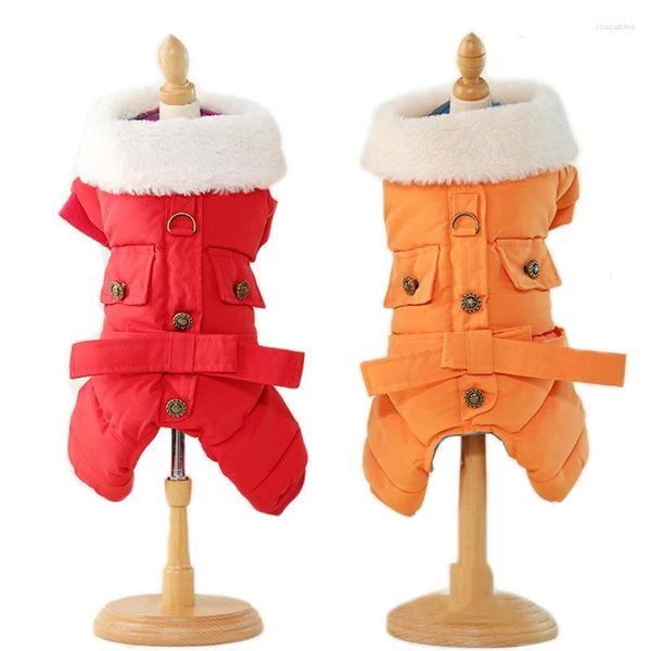 Abbigliamento per cani Abbigliamento invernale Cappotto di lusso per cani di piccola taglia Collare di pelliccia Morbido caldo Addensare Puppy Puffer Tuta Chihuahua Bichon Outfit