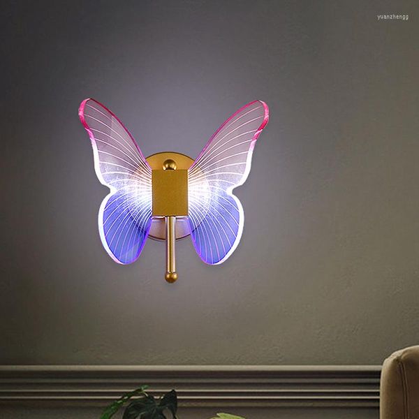 Lâmpadas de parede Led Butterfly LED Nórdica Lâmpada de iluminação de cabeceira Decoração da sala de estar de luxo de luxo Luzes internas