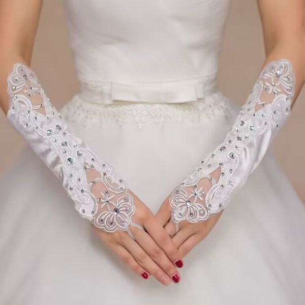 Acessórios de casamento Luça sem dedos para noiva Setin Setin Rhinestone Luvas longas luvas de noiva