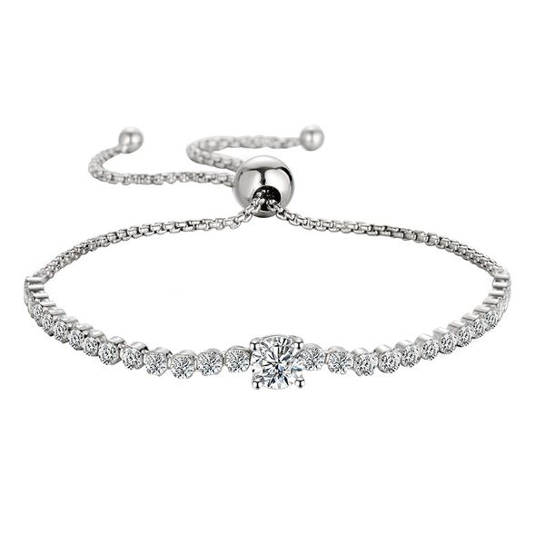 Passed Test Bracelets Chains White Gold Plated S925 Sterling Silver Bling Moissanite Tennis Bracelet for Girls Women Nice Gift