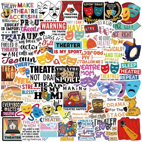 50PCS Theater Parodie Aufkleber Drama Leben Graffiti Aufkleber Lustige Theater Worte Cartoon Aufkleber Für Notebook Gitarre Skateboard Gepäck