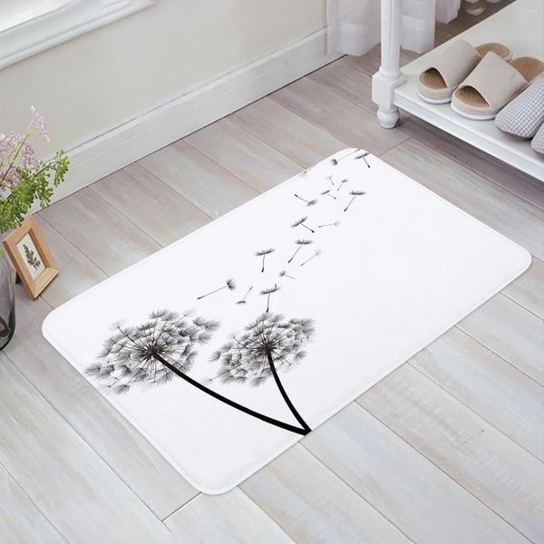 Tapetes preto e branco dandelion planta sala de estar tapete mesa de café tapete estudo quarto cabeceira decoração casa tapete
