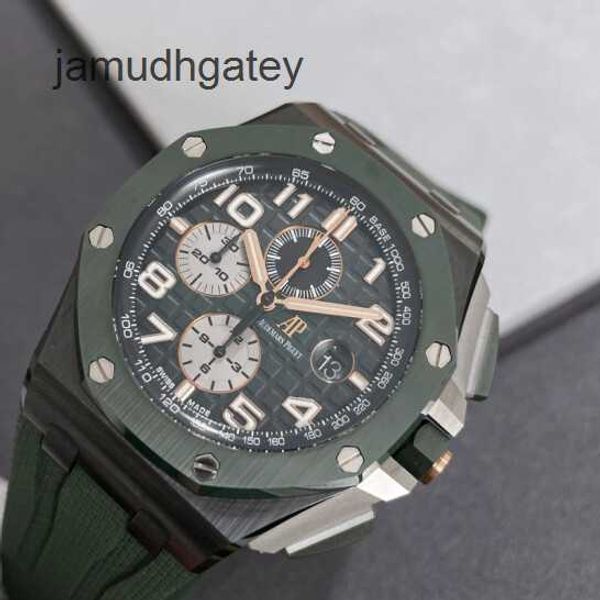 Ap Orologi da polso svizzeri di lusso Epic Royal AP Oak Offshore Serie 26405ce quadrante verde Cronografo a tre occhi in ceramica Moda uomo Tempo libero Affari Sport Meccanico w W1