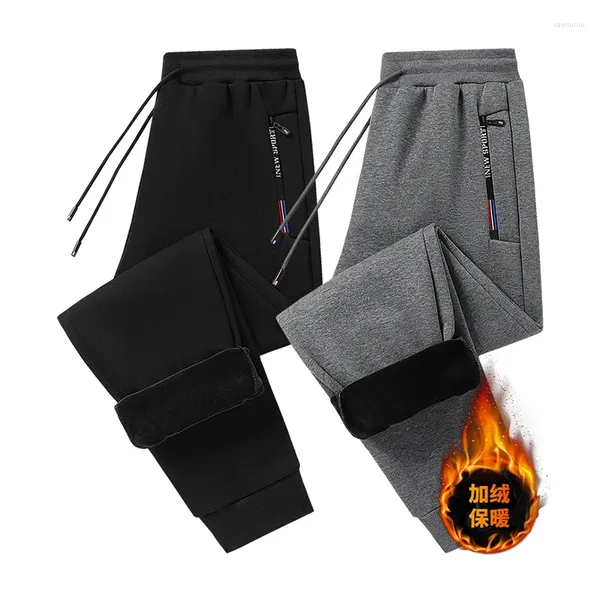 Calças masculinas inverno casual roupas quentes plus size sweatpants solto elástico escovado pant jogger homem calças de lã térmica