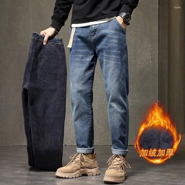 Männer Hosen Mode Denim Männer Streetwear Bleistift Übergroßen Pantalones Casual Winter Samt Hosen Jeans Cargo