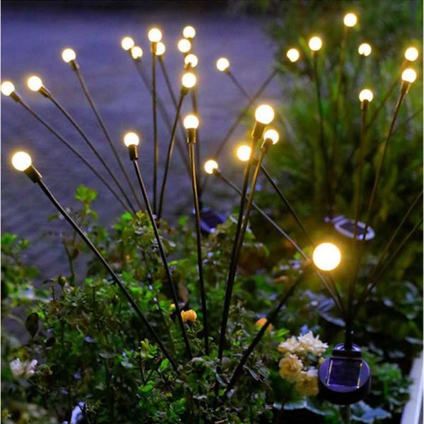 Rasenlampen Solarleuchte Outdoor Garden Decor Firefly Solar Light Wasserdichte Rasenlandschaft Lampe Decor Solar LED Lights Outdoor Garden Lights P230406