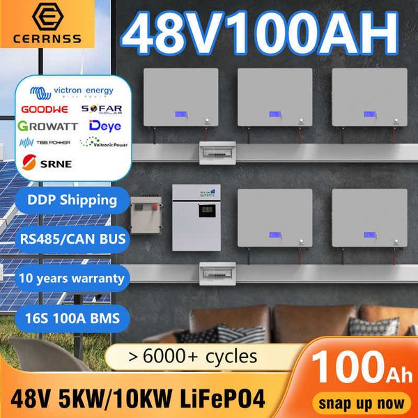 Powerwall LiFePO4 48V 100AH 5KW Akku 51,2V Lithium-Solarbatterie 6000 Zyklus mit RS485 CAN COM für Off-On-Grid-Wechselrichter