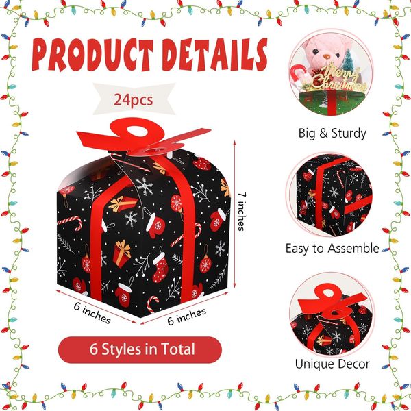 Decorações de Natal Caixas de presente Goody com arco Bk Xmas Goodies Doces Dobráveis Caixa de Biscoitos para Festa de Aniversário de Férias de Inverno Favor Lanche Ot39M